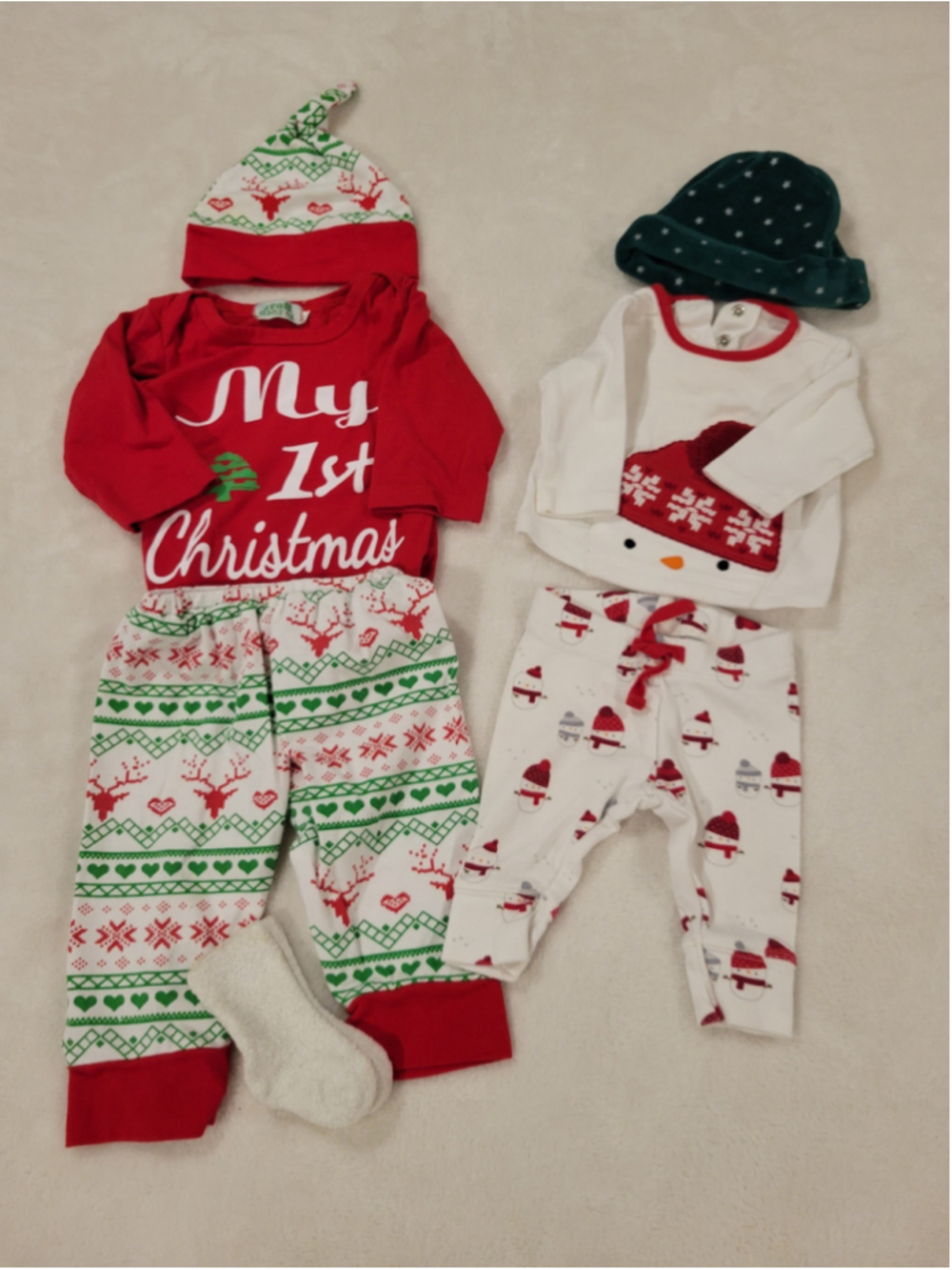 Baby Holiday Clothing Lot Gymboree Snowman Outfit & My 1st Christmas Set NB 0-3M